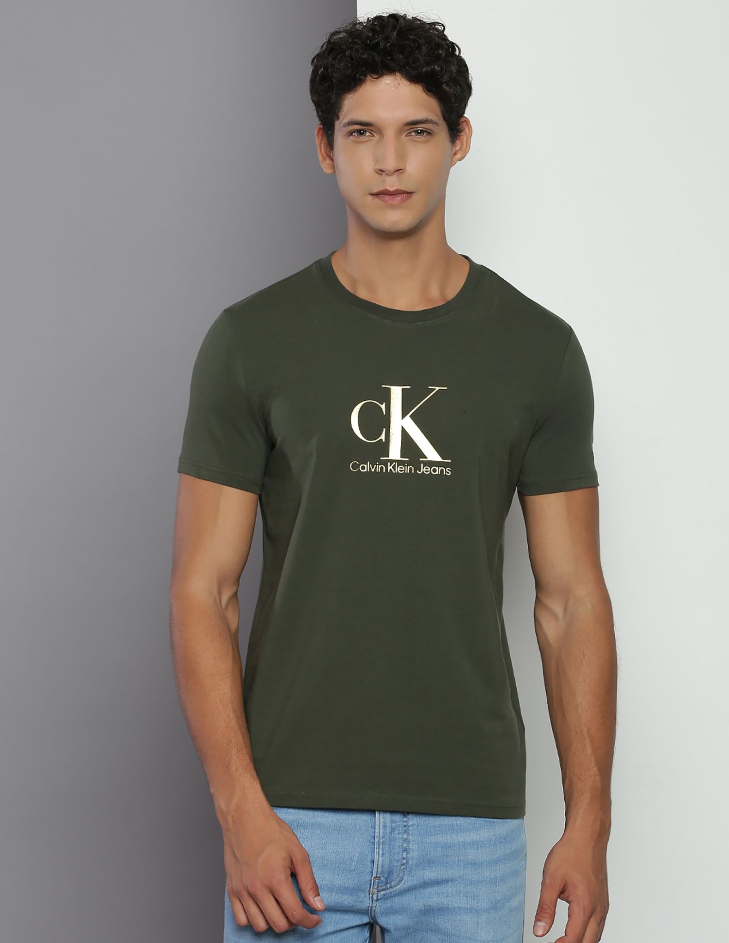 Calvin Klein Flock Monogram Slim Fit T-Shirt
