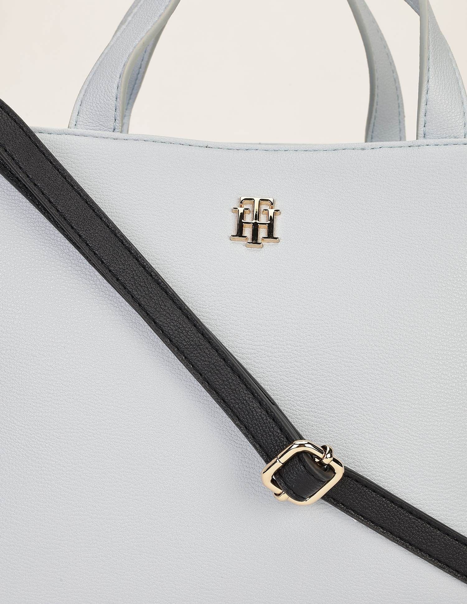 Tommy Hilfiger Solid Blue PU Hand Bags