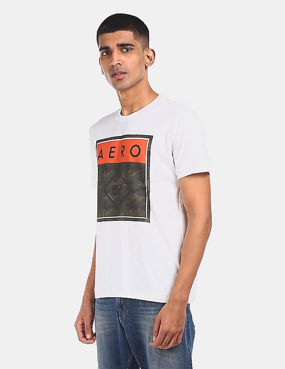 Buy Aeropostale Men Off White Brand Print Cotton T-Shirt - NNNOW.com