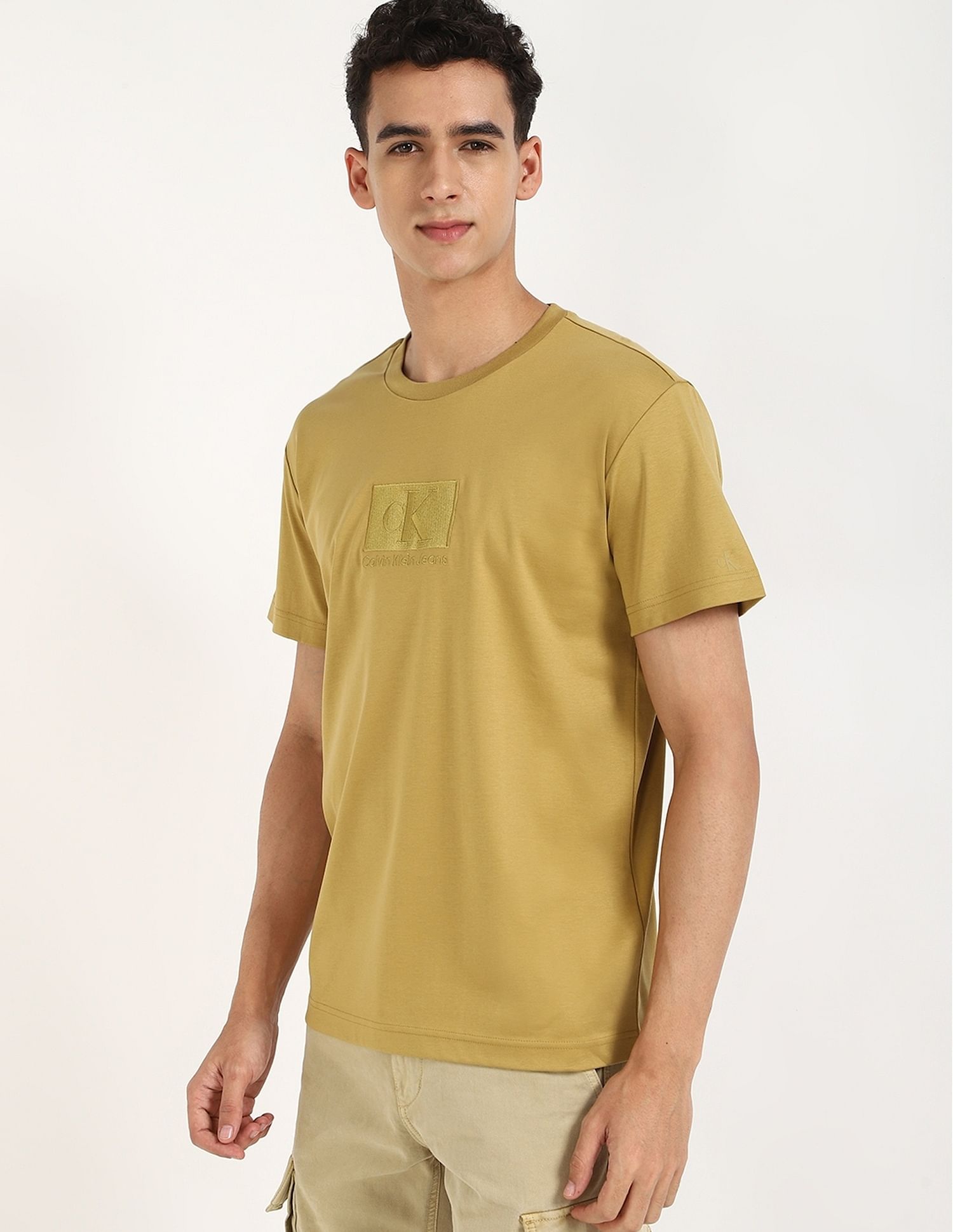 Calvin Klein Jeans Embroidered Logo Regular-Fit Cotton T Shirt