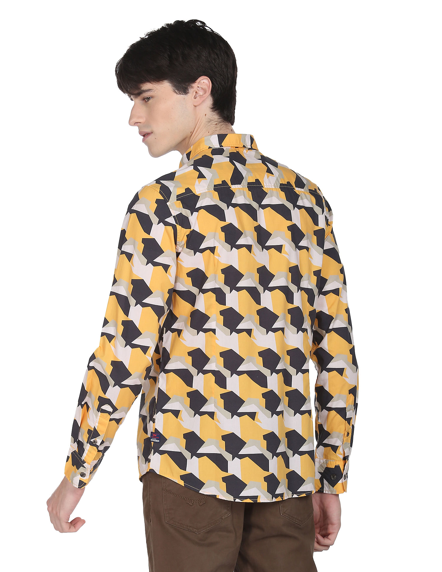 Flying Machine Abstract Print Cotton Shirt