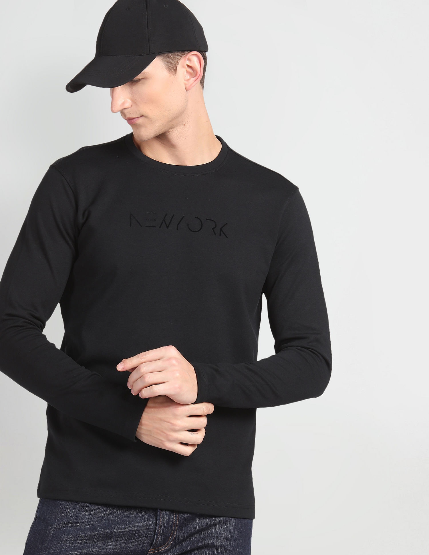 Arrow Newyork Long Sleeve Typographic Print T-Shirt
