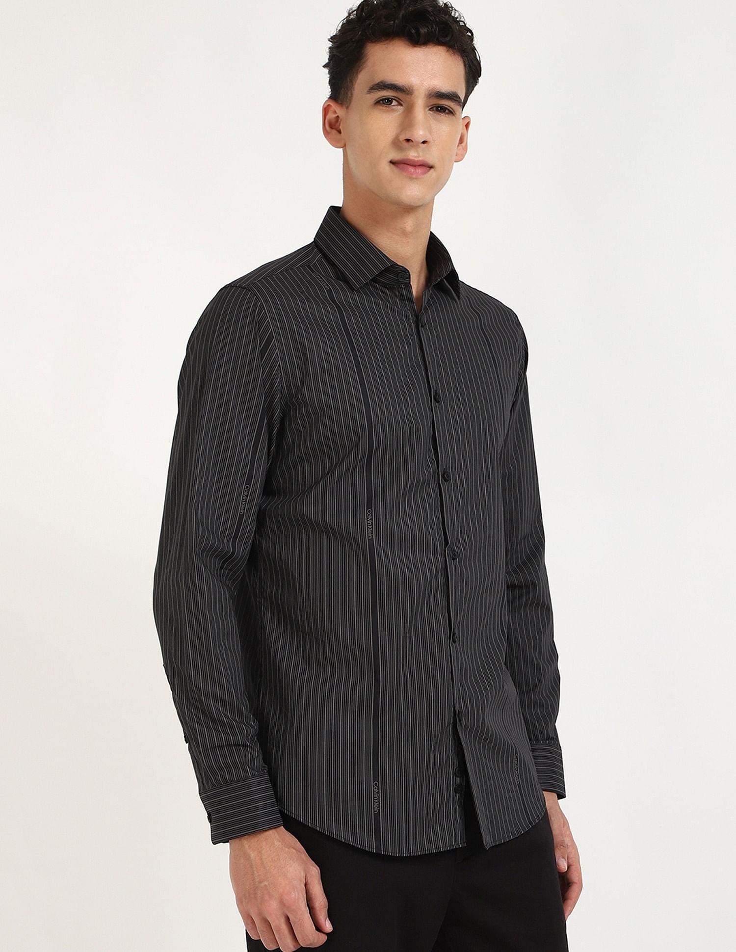 Calvin Klein Jeans Striped Slim-Fit Cotton Shirt