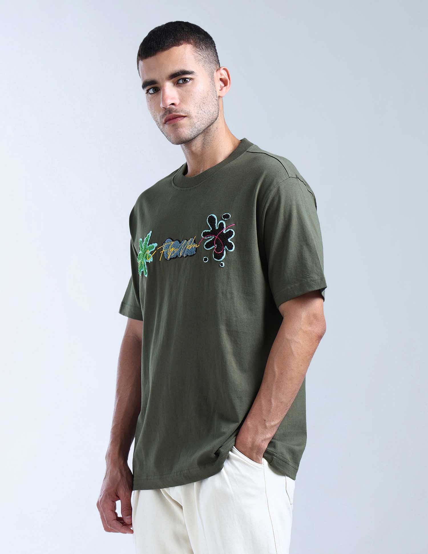 Flying Machine Brand Appliqued Pure Cotton T-Shirt