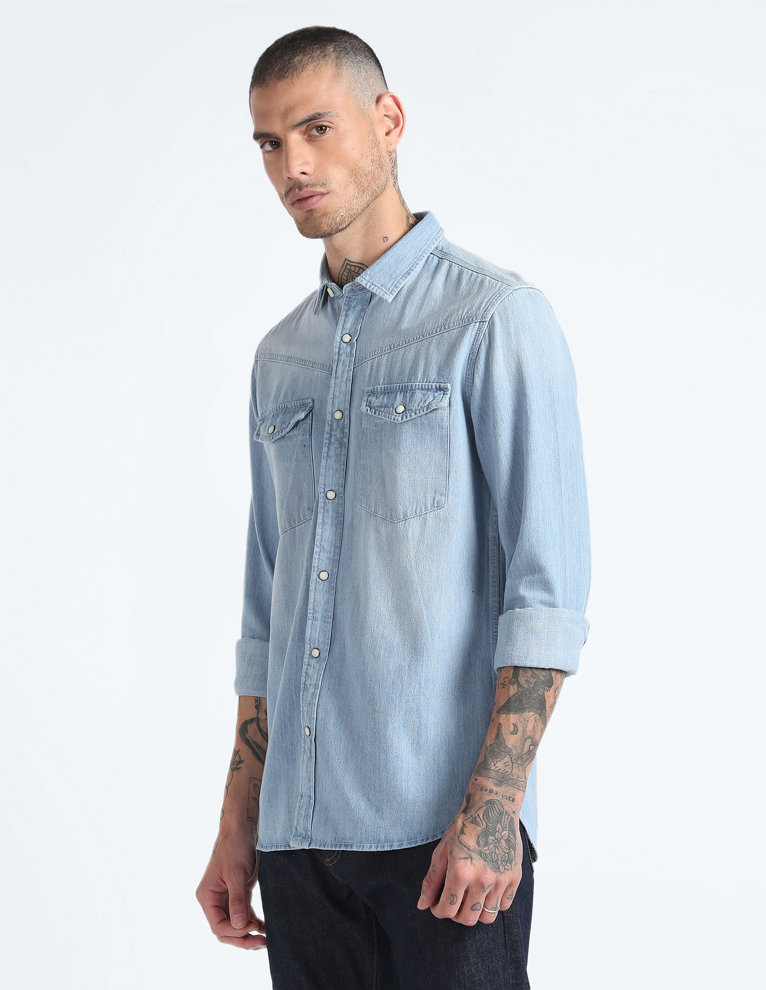 Flying Machine Chambray Cotton Shirt