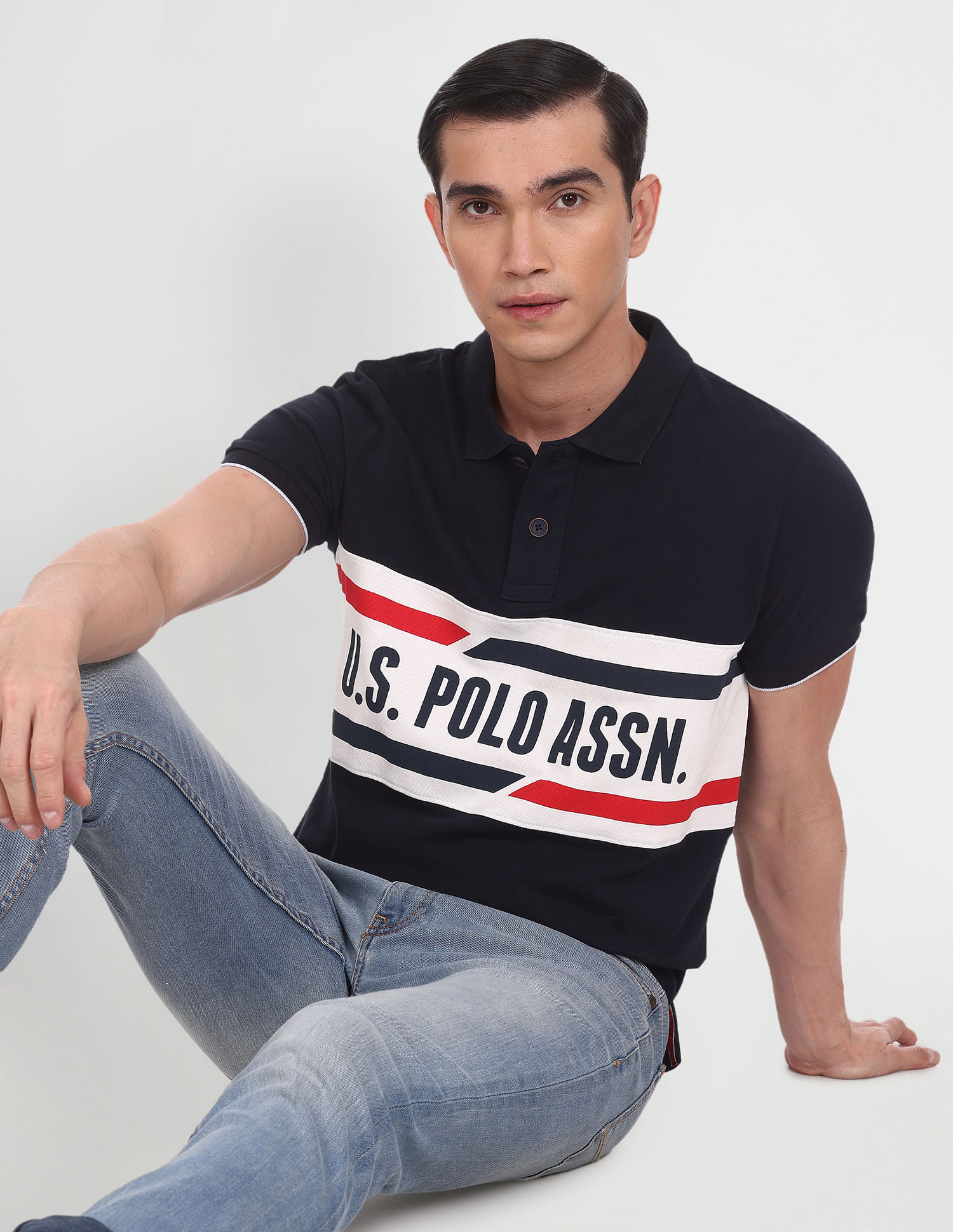 Buy U.S. Polo Assn. Denim Co. Typographic Print Cotton Polo Shirt - NNNOW .com