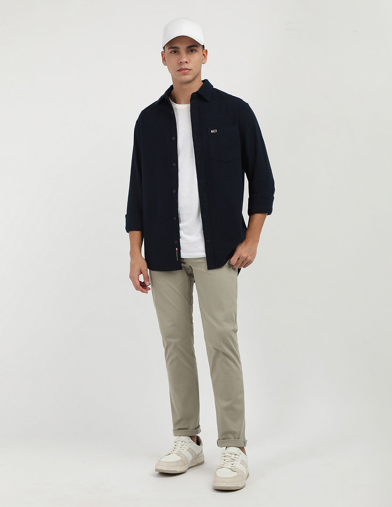 Tommy Hilfiger Solid Cotton Flannel Shirt