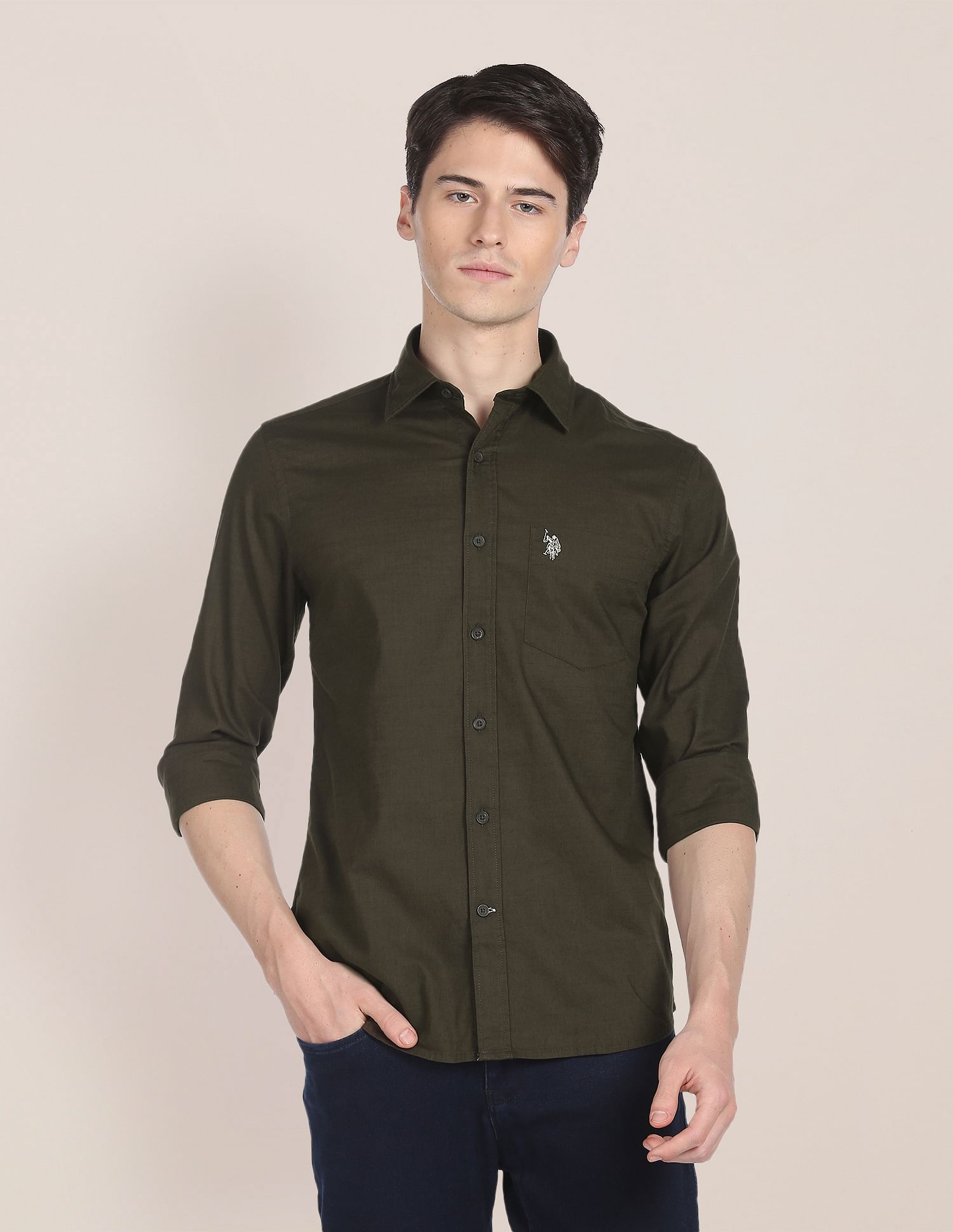 U.S. Polo Assn. Regular Fit Solid Casual Shirt