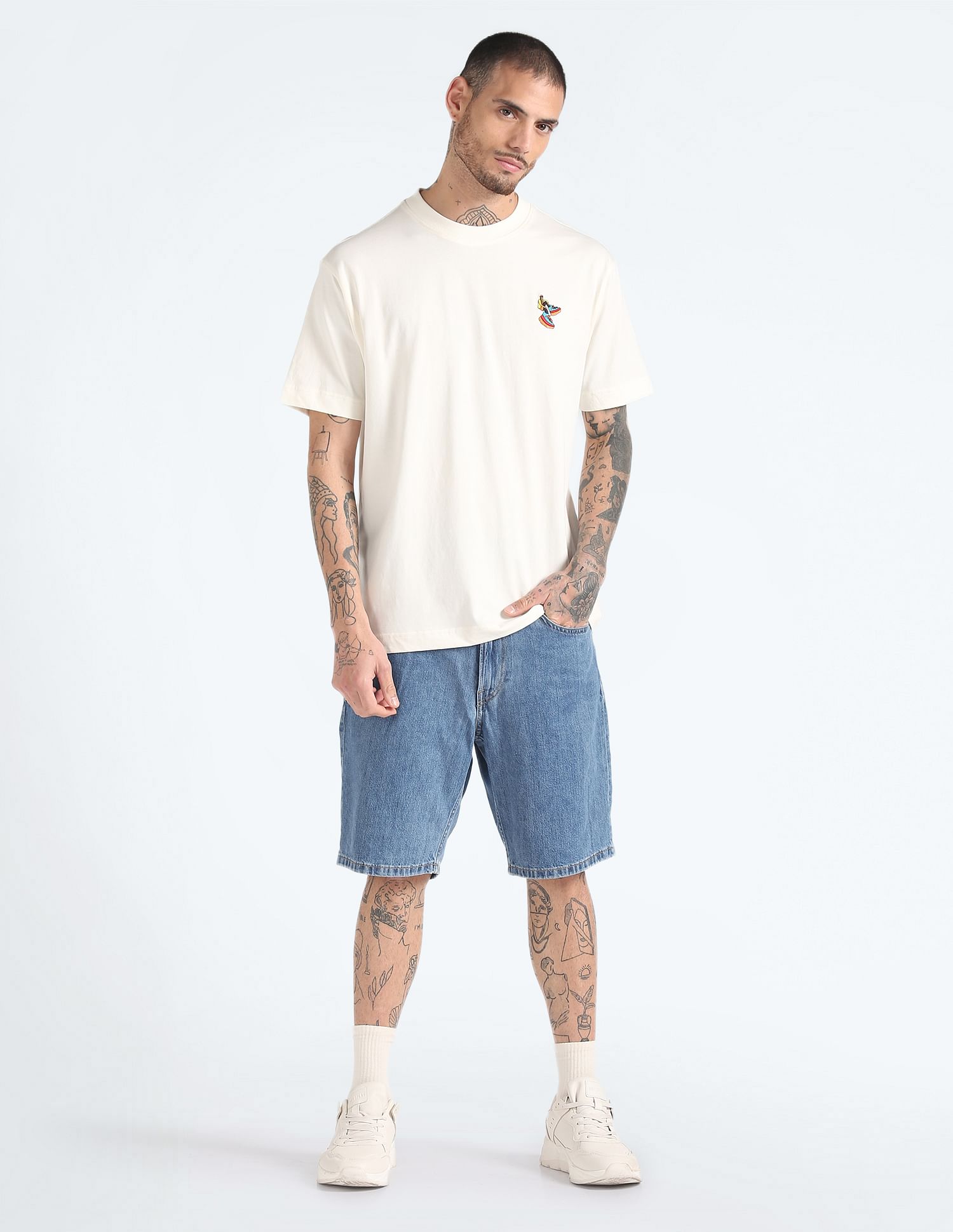 Flying Machine Embroidered Graphic Oversized T-Shirt
