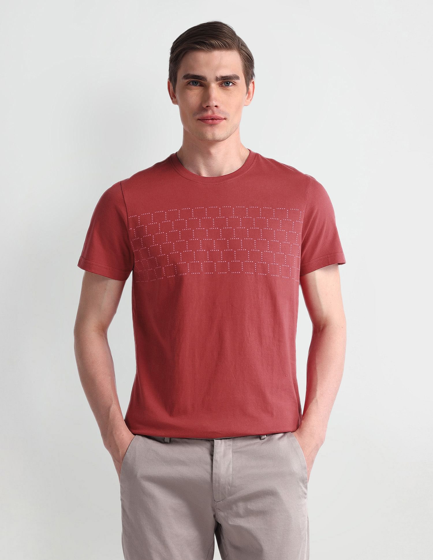 Arrow Sport Brand Printed Crew Neck T-Shirt