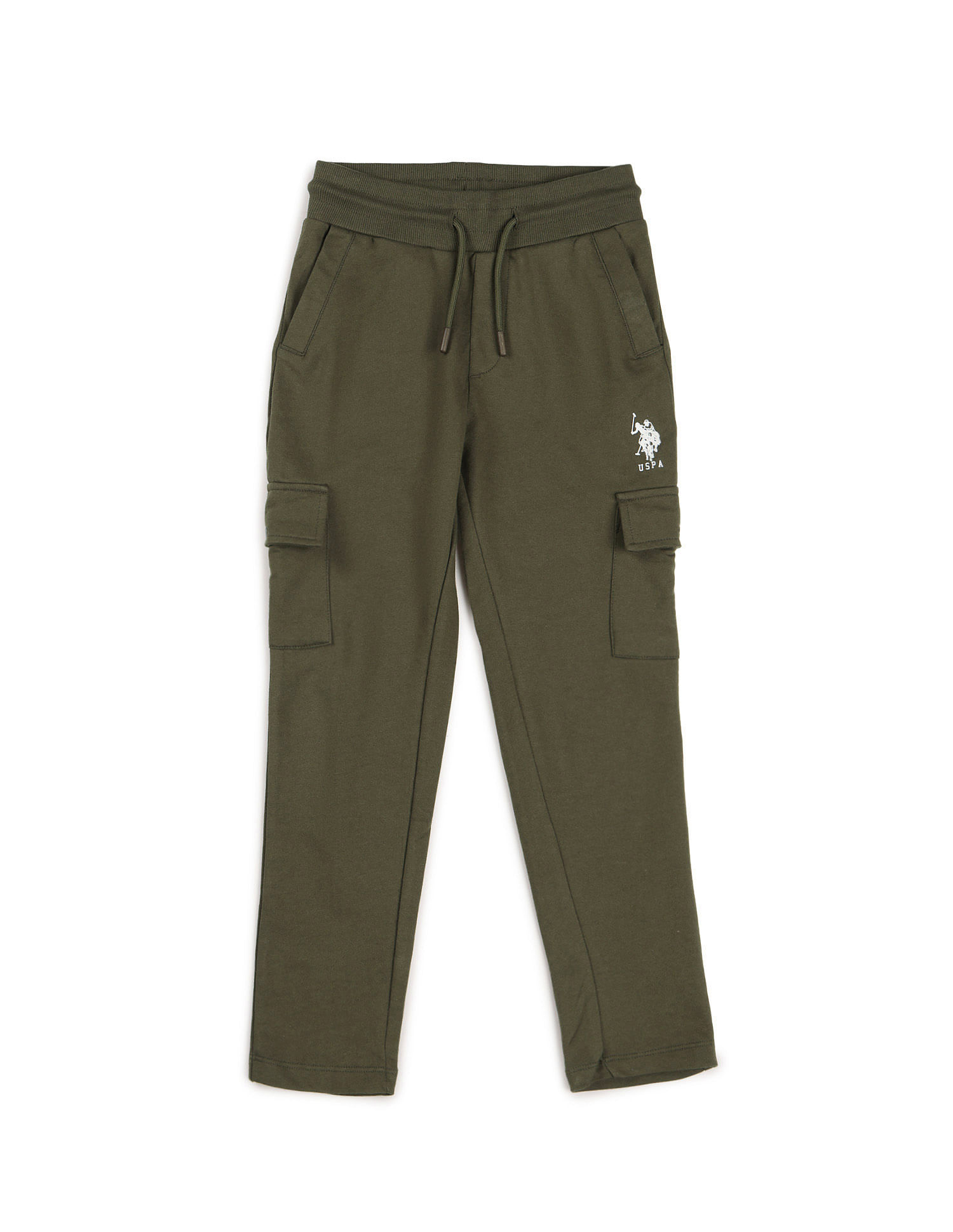 U.S. Polo Assn. Kids Boys Solid Pure Cotton Track Pants