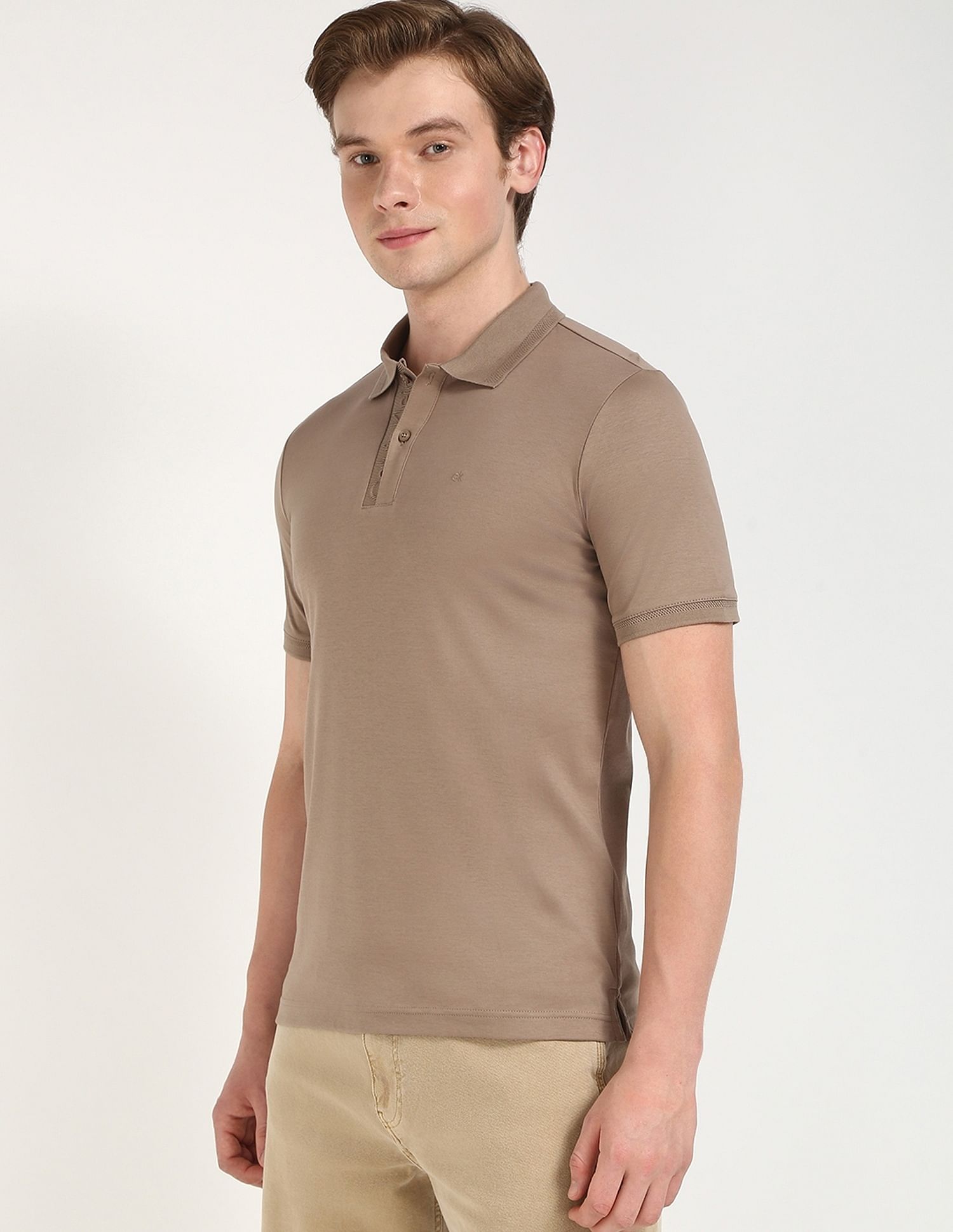 Calvin Klein Jeans Solid Slim-Fit Cotton Polo T-Shirt