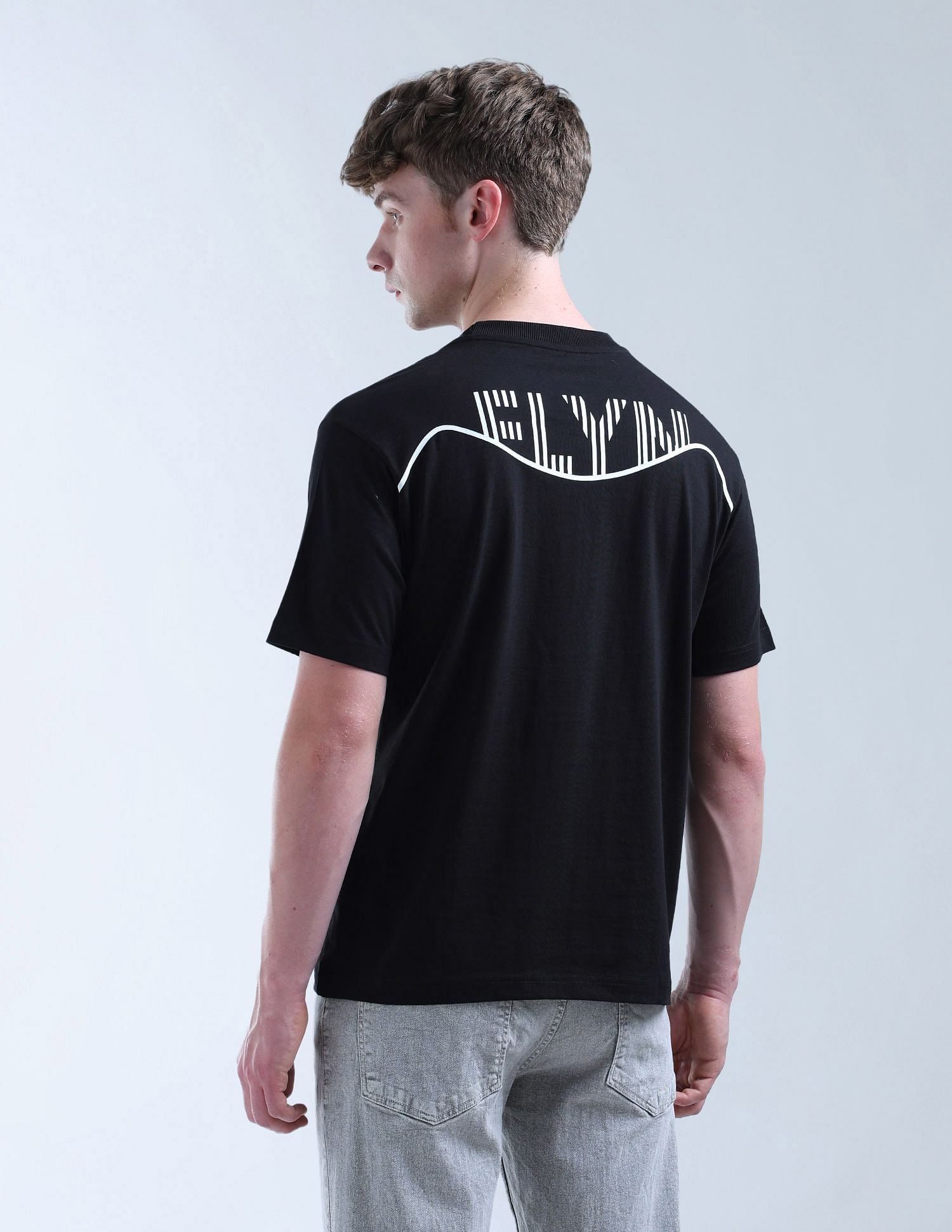 Flying Machine Digitopia Glow In Dark Brand Printed T-Shirt
