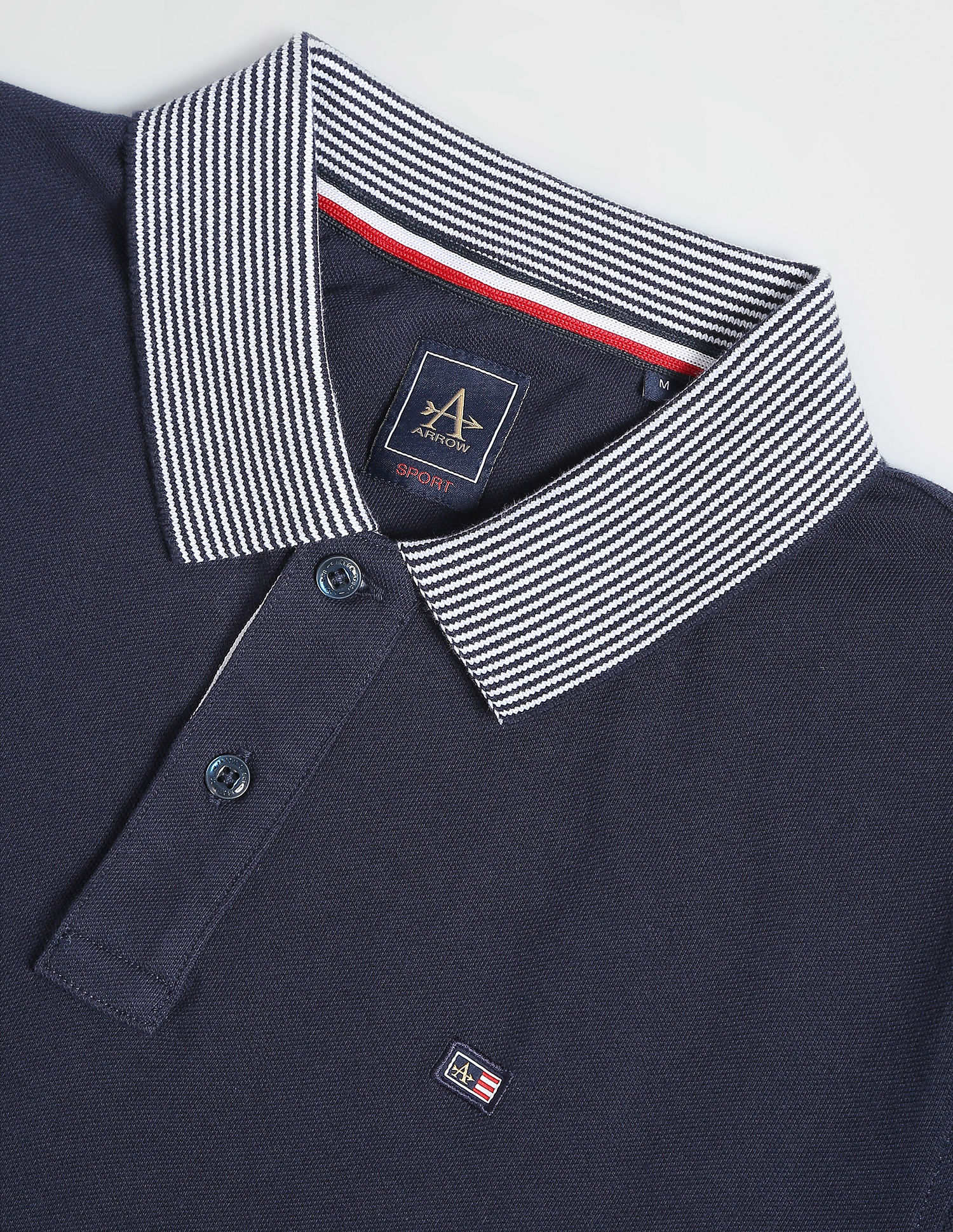 Arrow Sports Stripe Collar Pique Polo Shirt