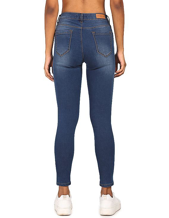 Flying Machine Women Mid Rise Distressed Jeans