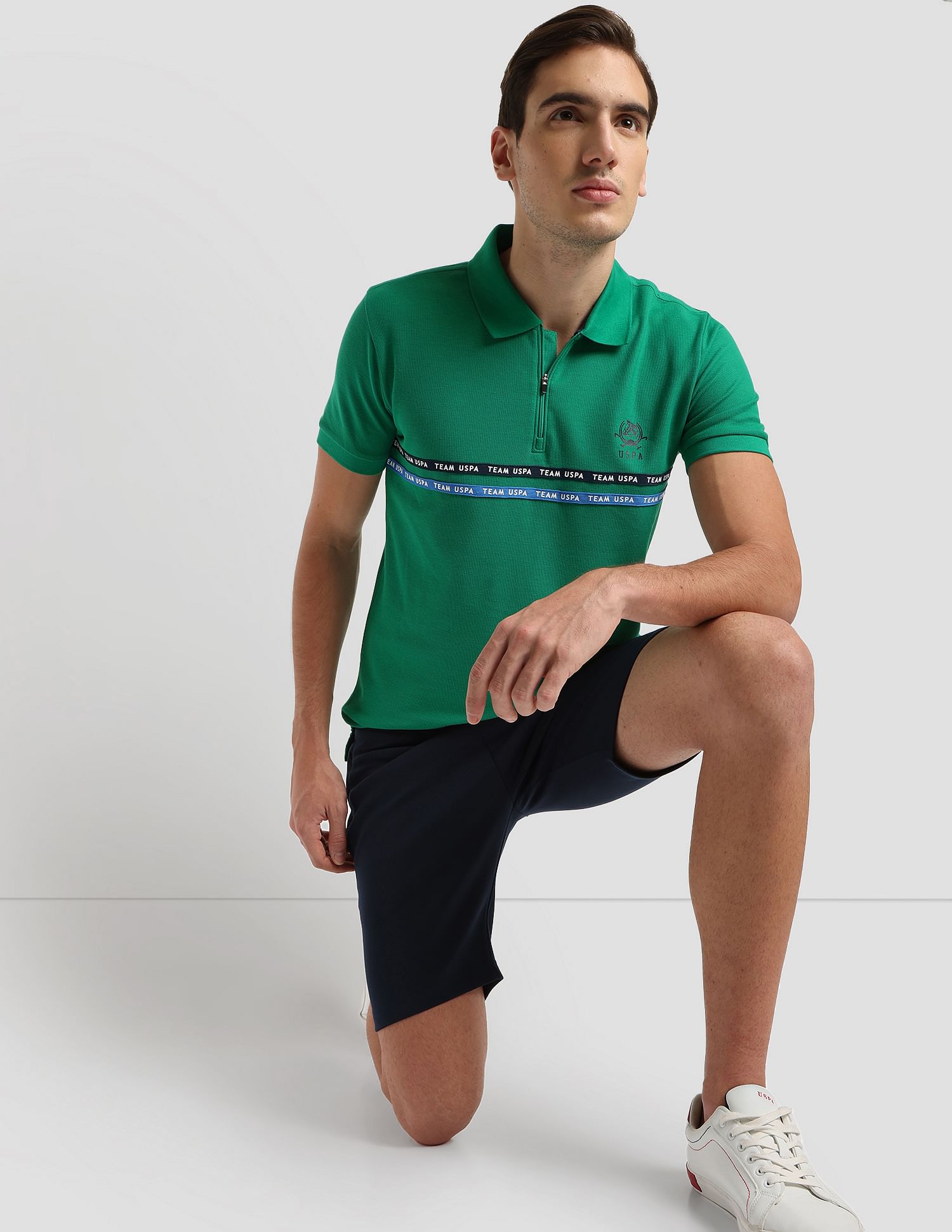 U.S. Polo Assn. Brand Tape Zipper Active Polo Shirt