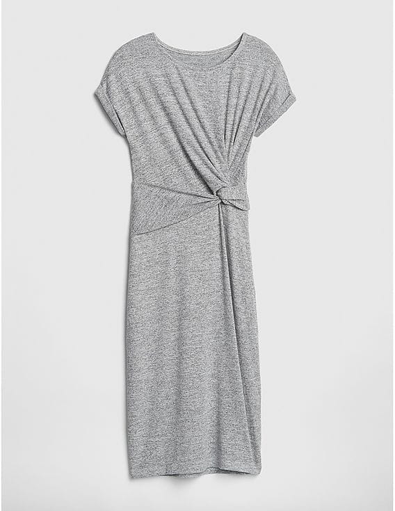 Buy GAP Women Grey Softspun Short Sleeve Twist-Knot Midi Dress - NNNOW.com Buy GAP Women Grey Softspun Short Sleeve Twist-Knot Midi Dress - NNNOW.com