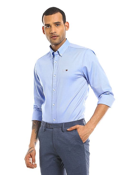 Buy Tommy Hilfiger Men Light Blue Mercedes Benz Logo Oxford  display picture 2
