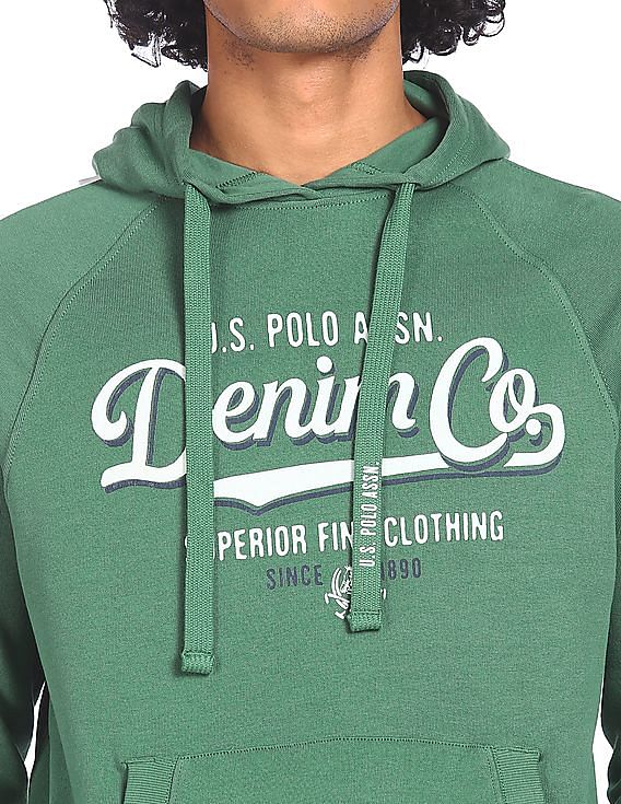 U.S. Polo Assn. Denim Co. Drawstring Brand Print Hooded Sweatshirt