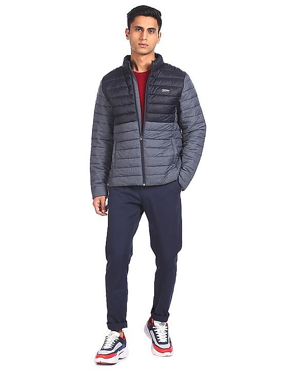Flying Machine High Neck Colour Block Jacket