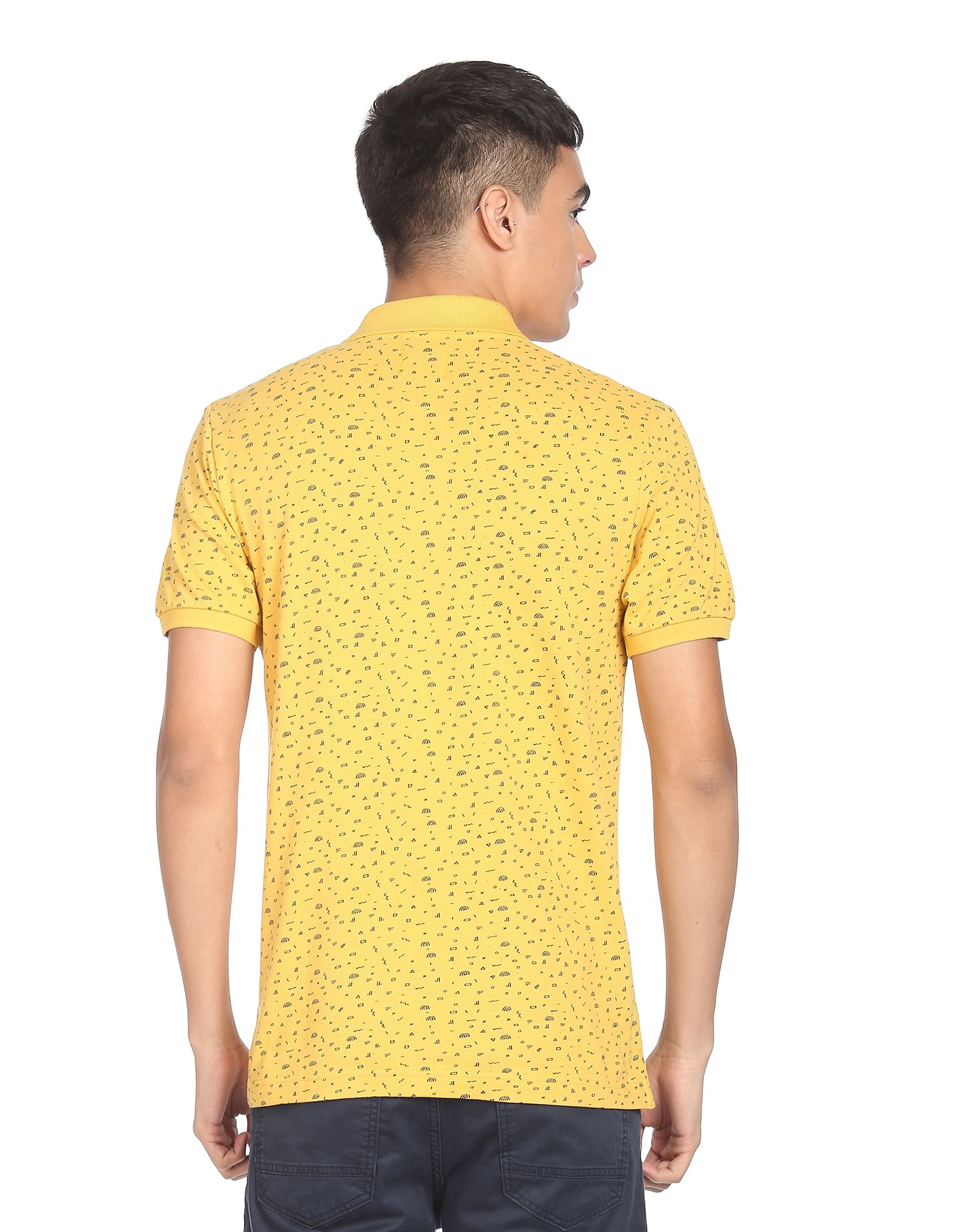 Flying Machine Abstract Print Cotton Polo Shirt