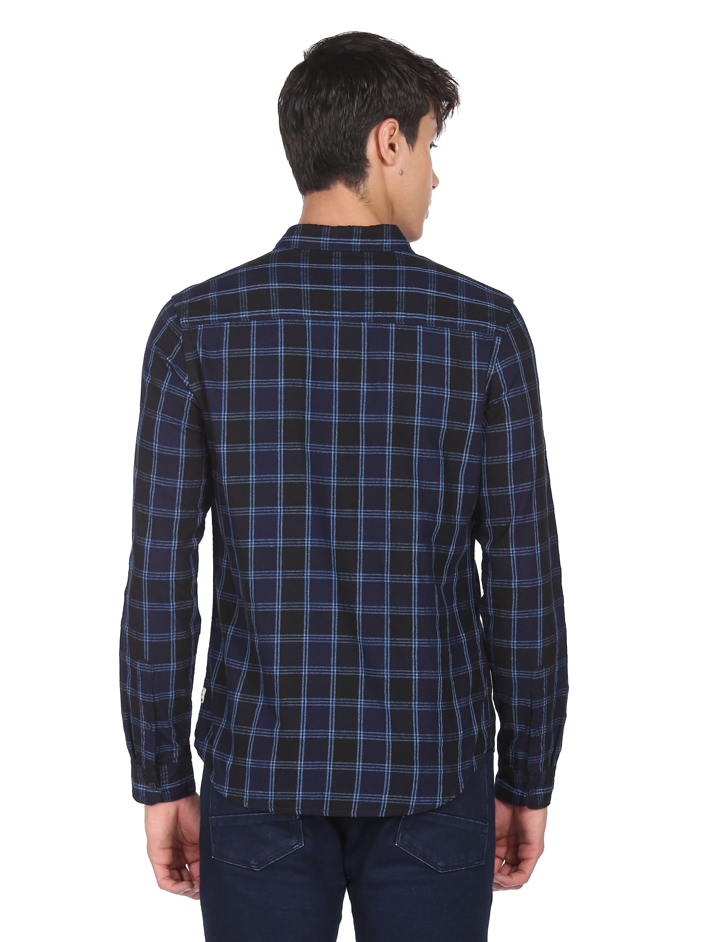 Flying Machine Plaid Check Twill Cotton Shirt