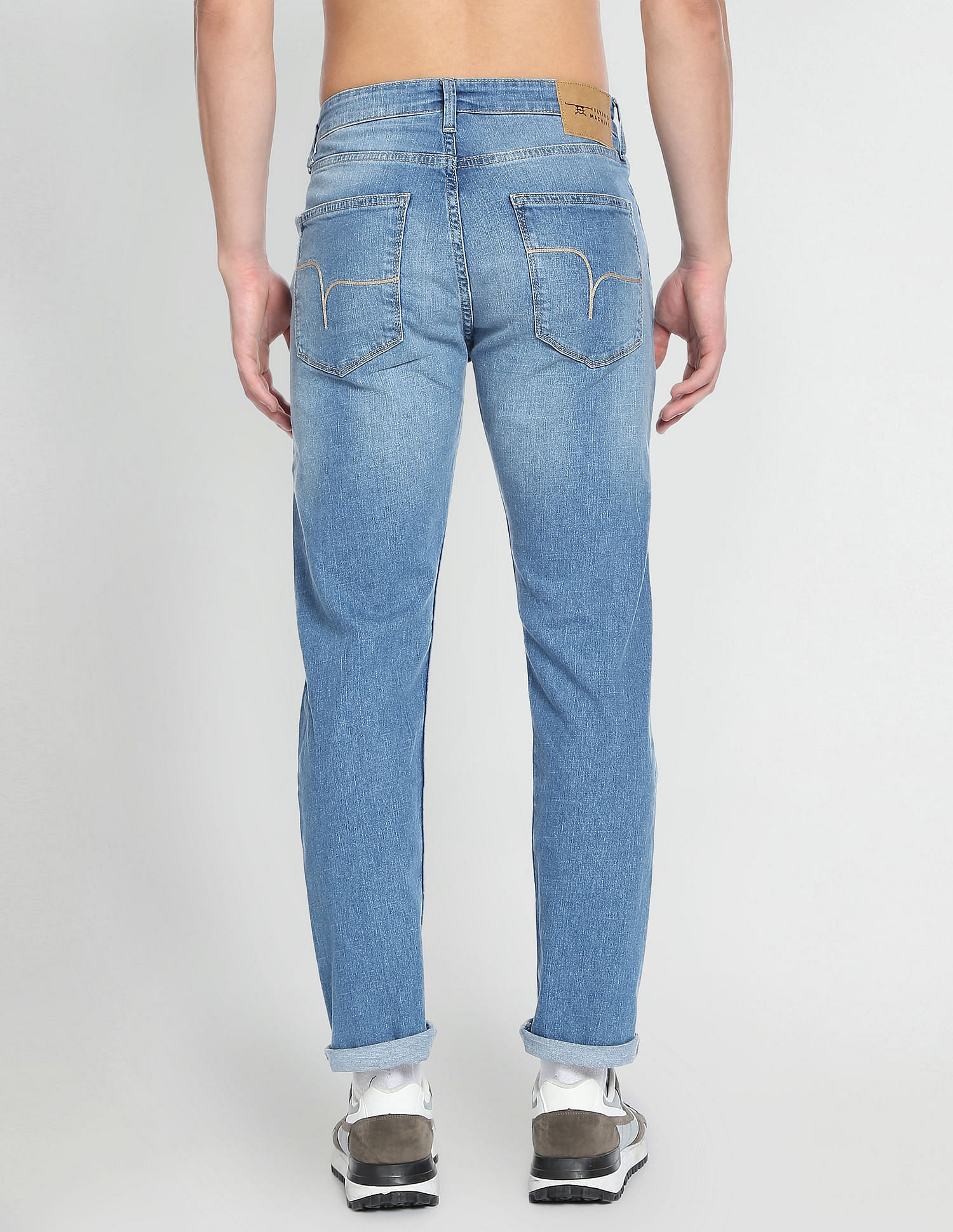 Flying Machine Slash Slim Tapered Fit Mid Rise Jeans