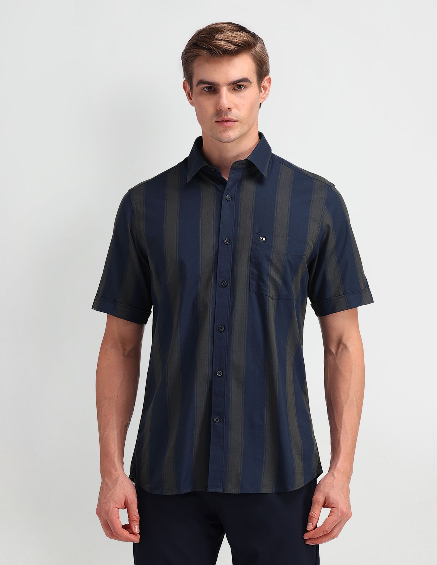 Arrow Sport Vertical Striped Cotton Shirt