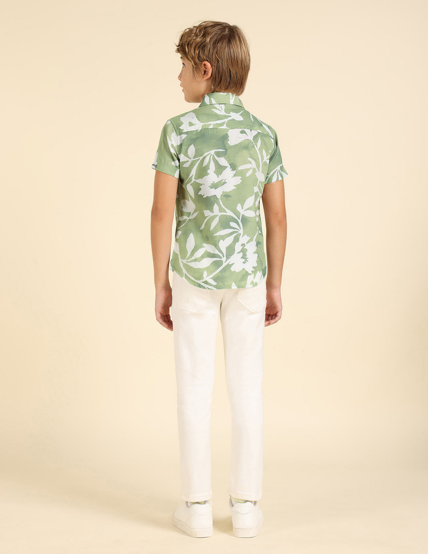 U.S. Polo Assn. Kids Boys Regular Fit Tropical Printed Shirt