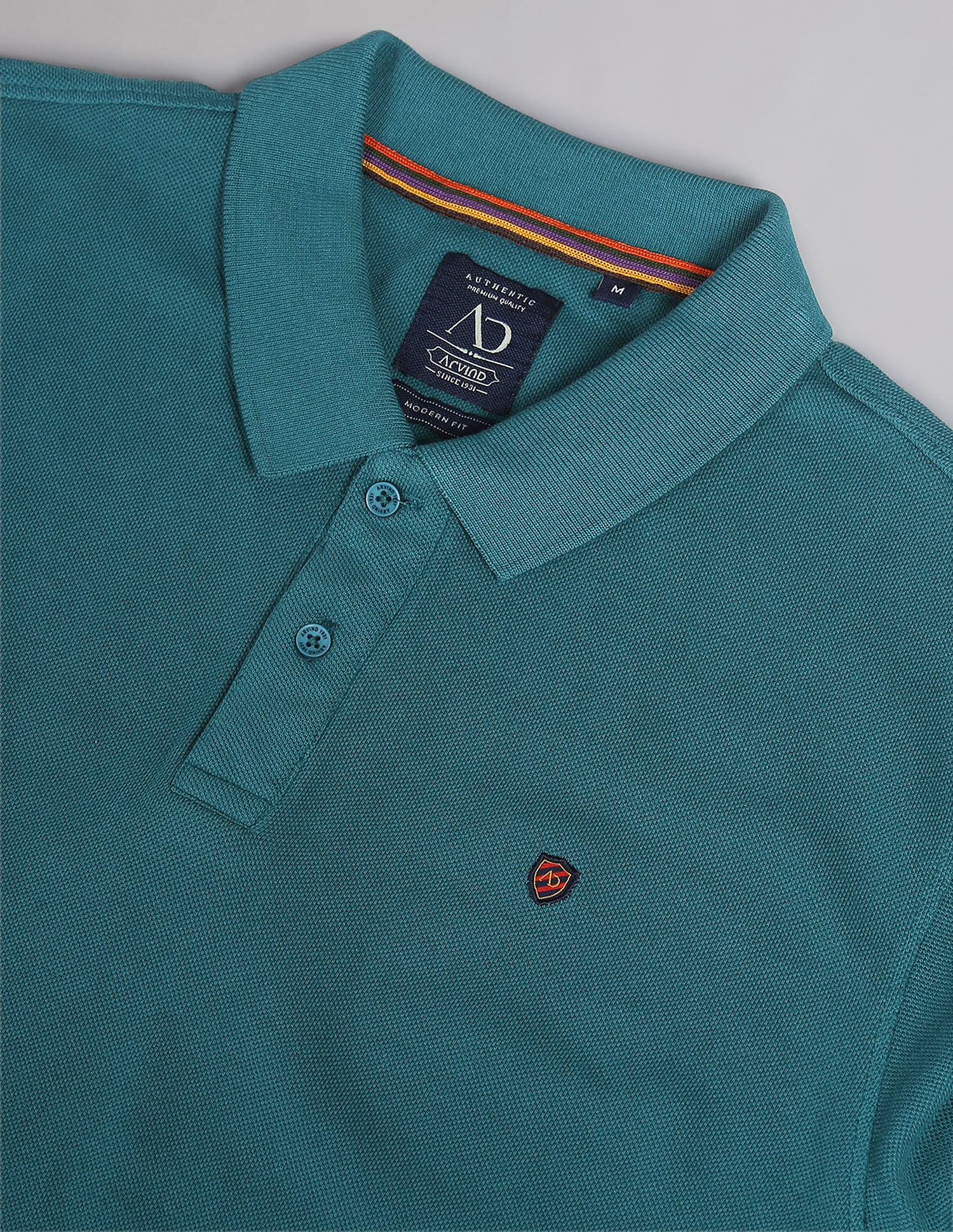 AD by Arvind Cotton Solid Polo Shirt