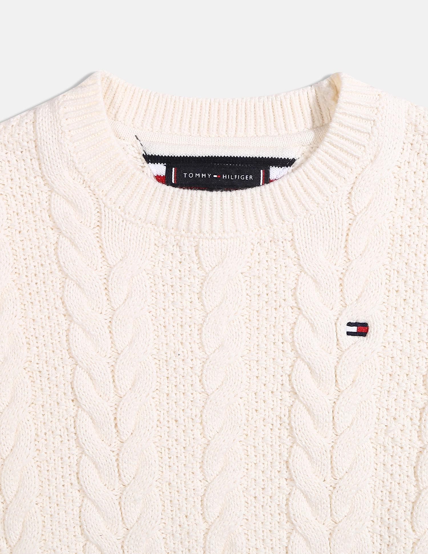 Buy Tommy Hilfiger Kids Boys Ivory Cable Sweater Essential Knit