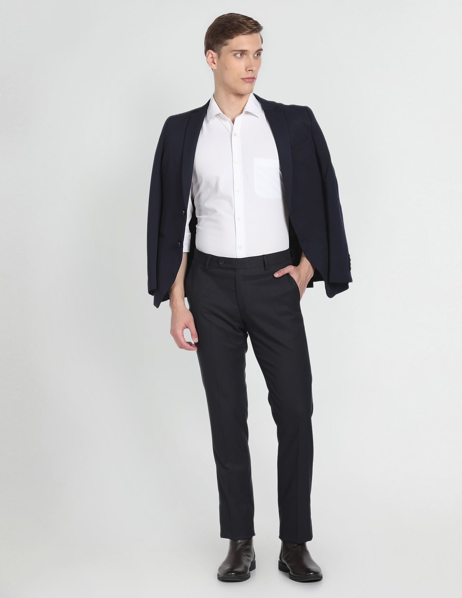 Arrow Mid Rise Tailored Fit Formal Trousers