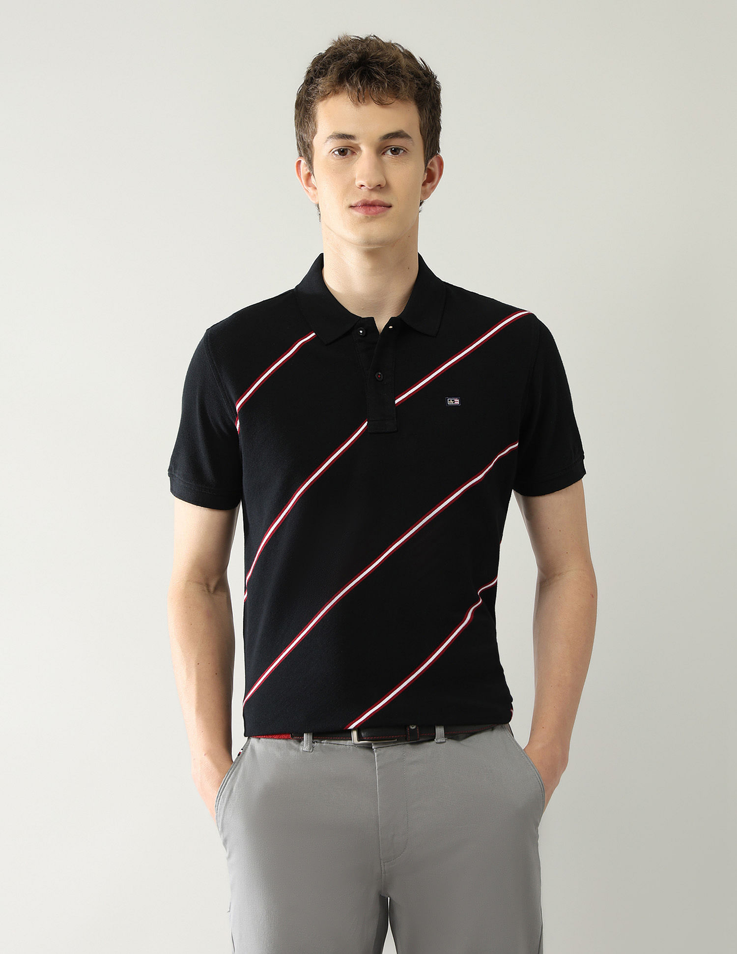 Arrow Sport Diagonal Striped Regular Fit Polo Shirt