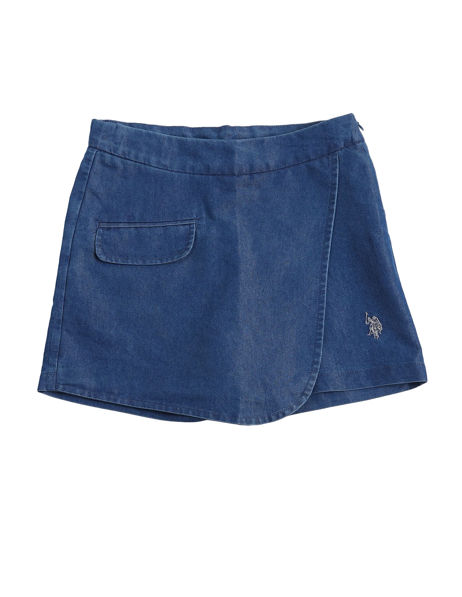 U.S. Polo Assn. Kids Girls Cotton Denim Skorts