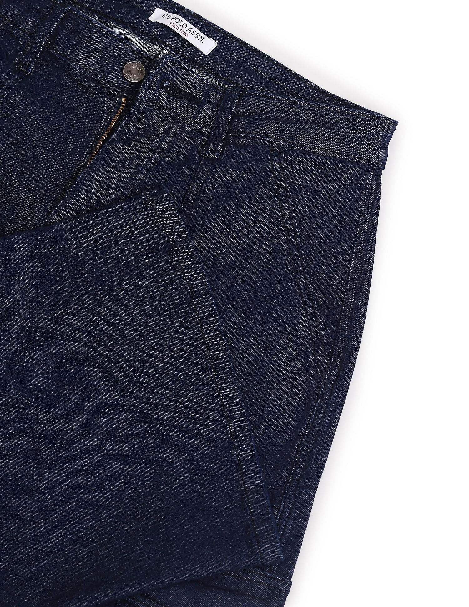 Womens Dark Blue Loose-Fit Cargo Jeans