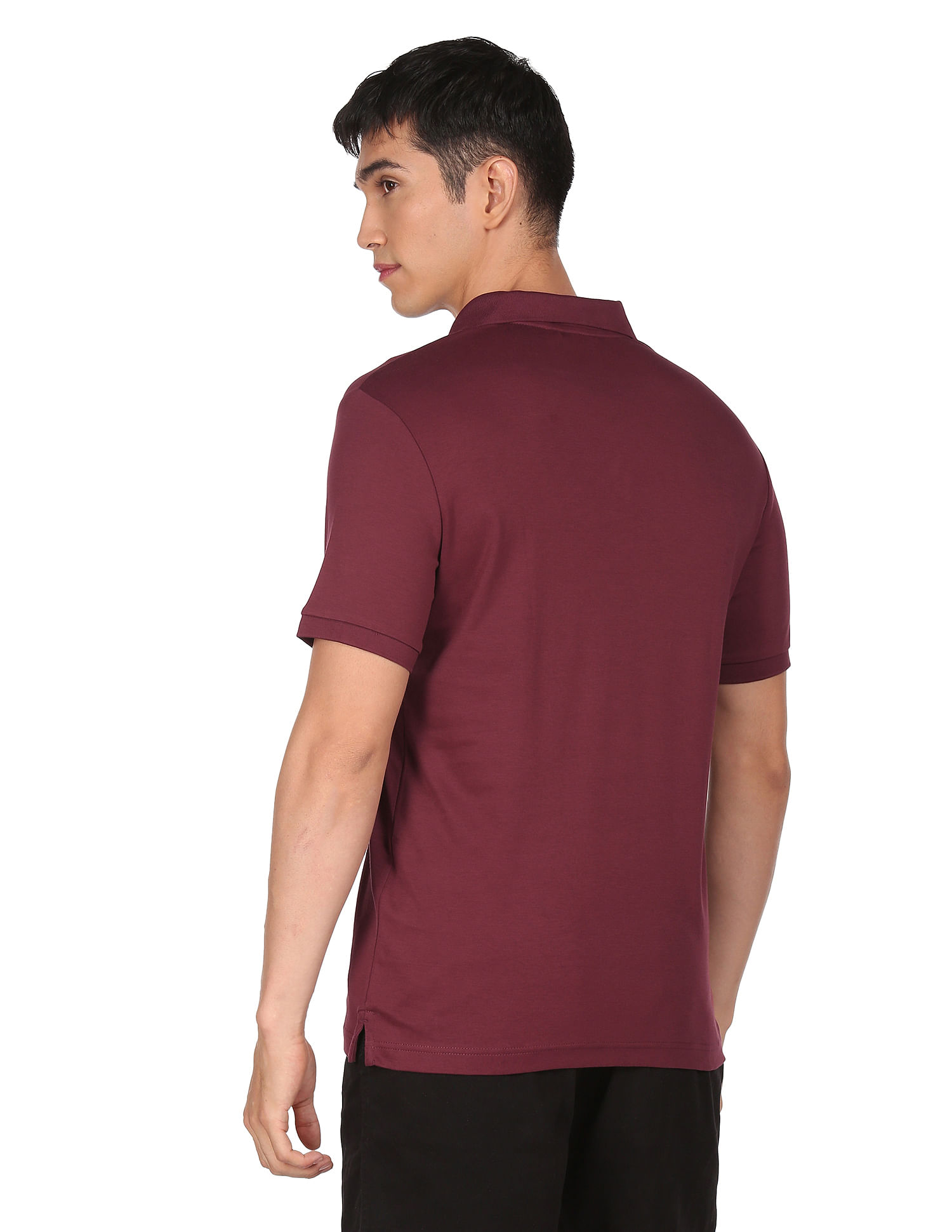 Calvin Klein Men Maroon Smooth Cotton Slim Fit Solid Polo Shirt