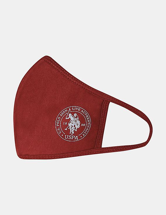 U.S. Polo Assn. Unisex Adults Maroon Triple Layer Anti Bacterial Reusable Outdoor Face Masks - Pack Of 3