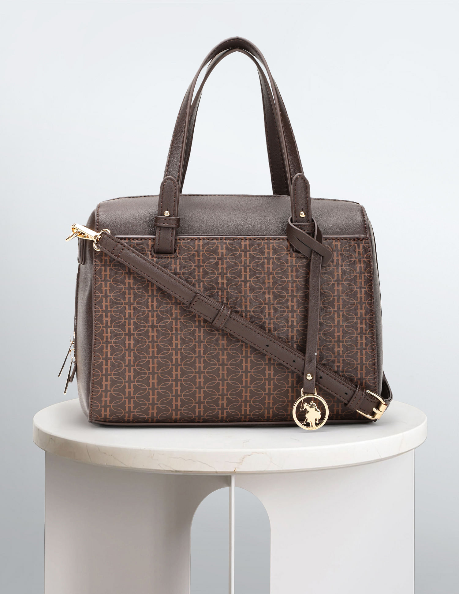 U.S. Polo Assn. Women Geometric Print Bowler Handbag