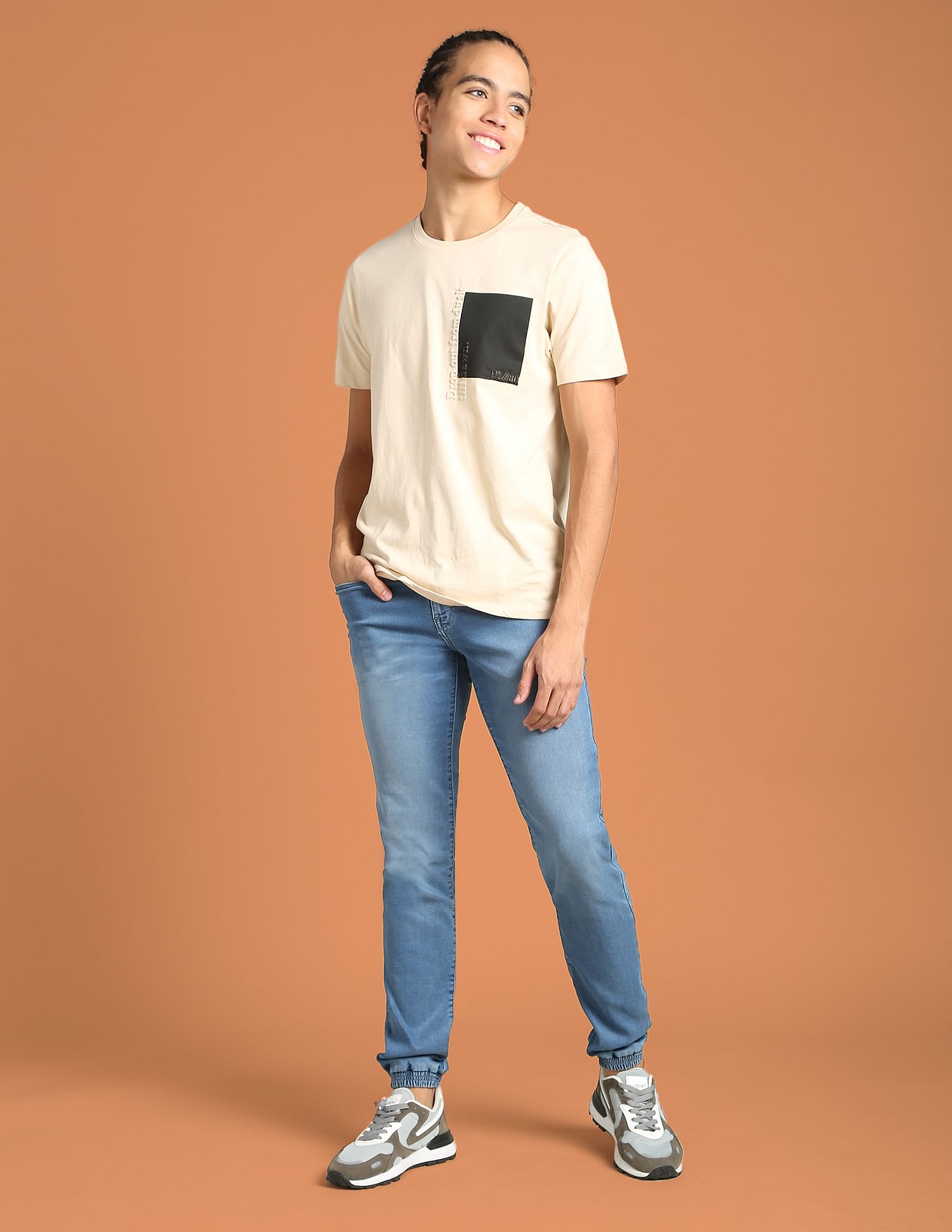 Flying Machine Mid Rise Stone Wash Joggers Jeans
