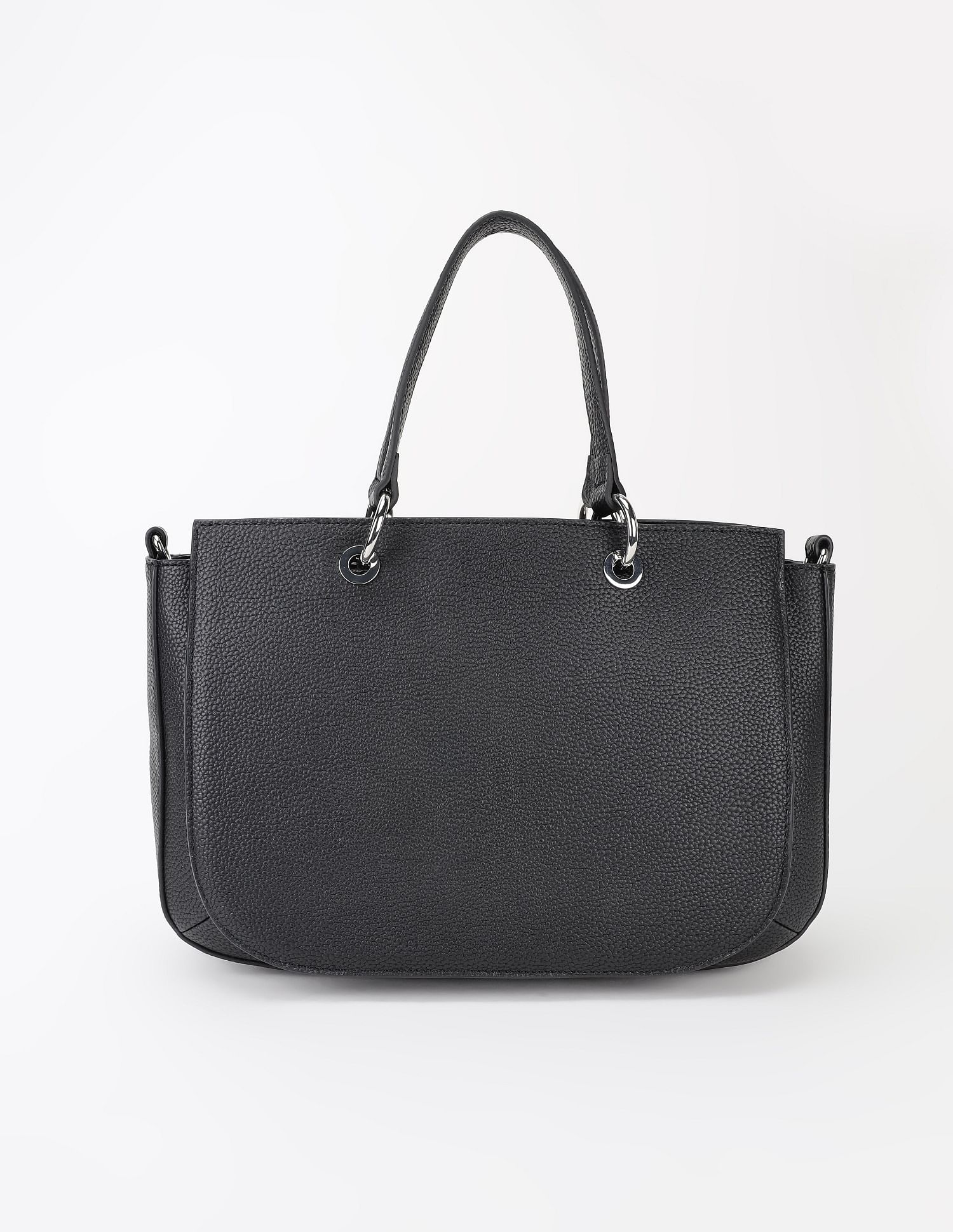 Tommy Hilfiger Solid Black Pu Handbag