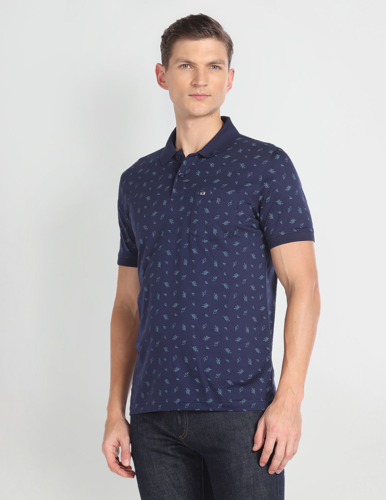 Arrow Sports Tropical Print Mercerized Polo Shirt