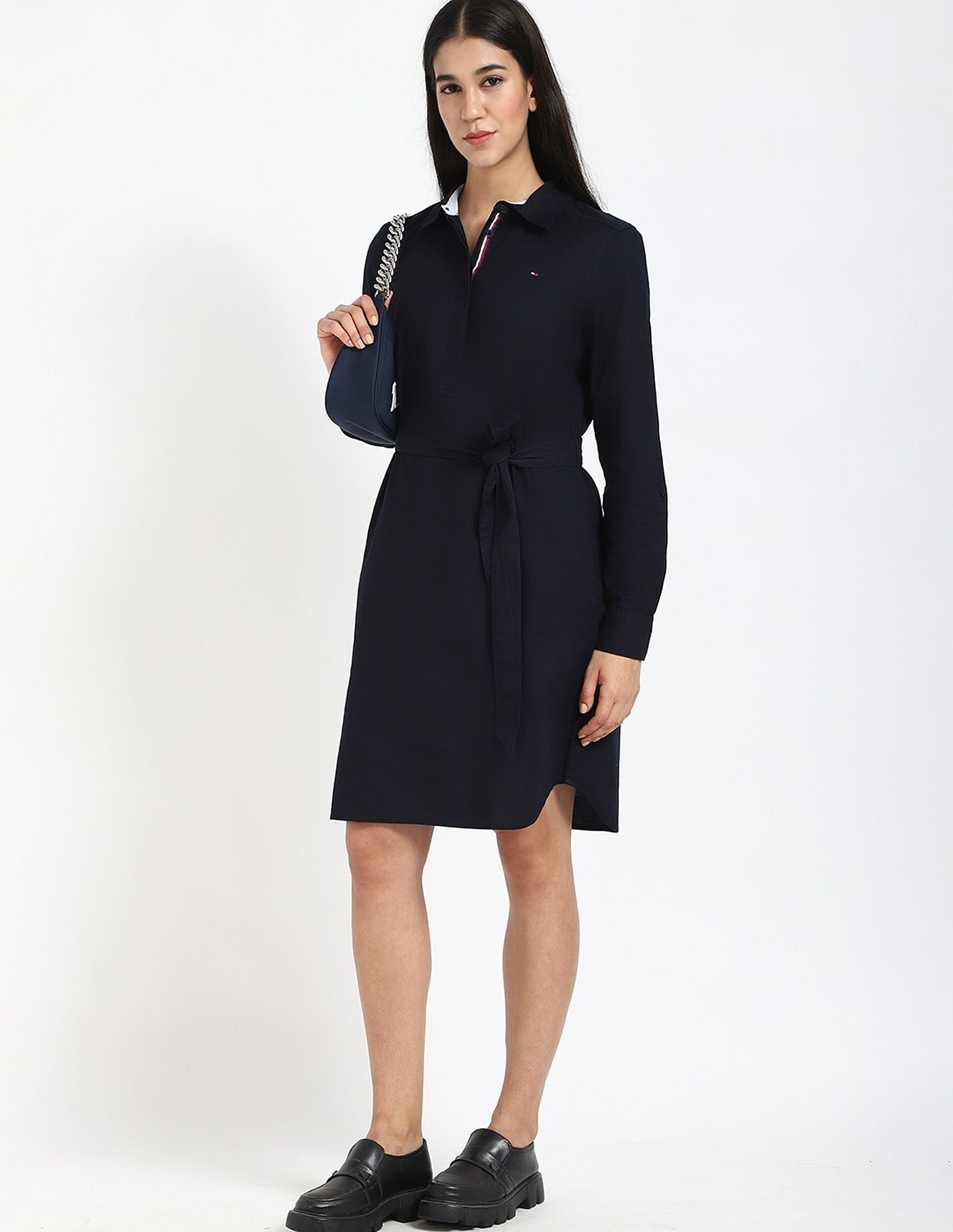 Tommy Hilfiger Cotton Spread Collar Sheath Dress