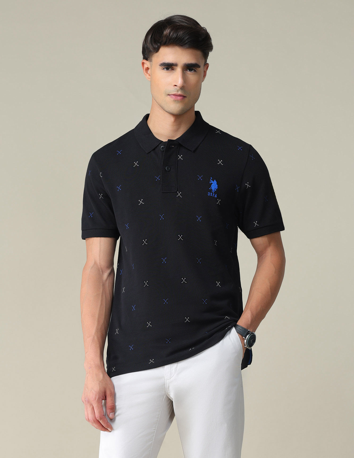 U.S. Polo Assn. All Over Brand Print Polo Shirt