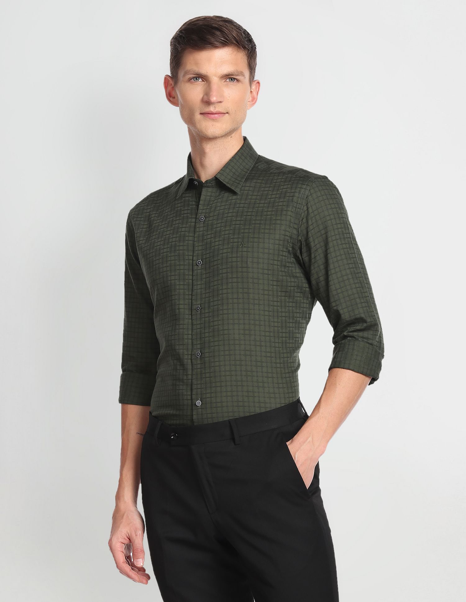 Arrow Newyork Micro Check Cotton Shirt