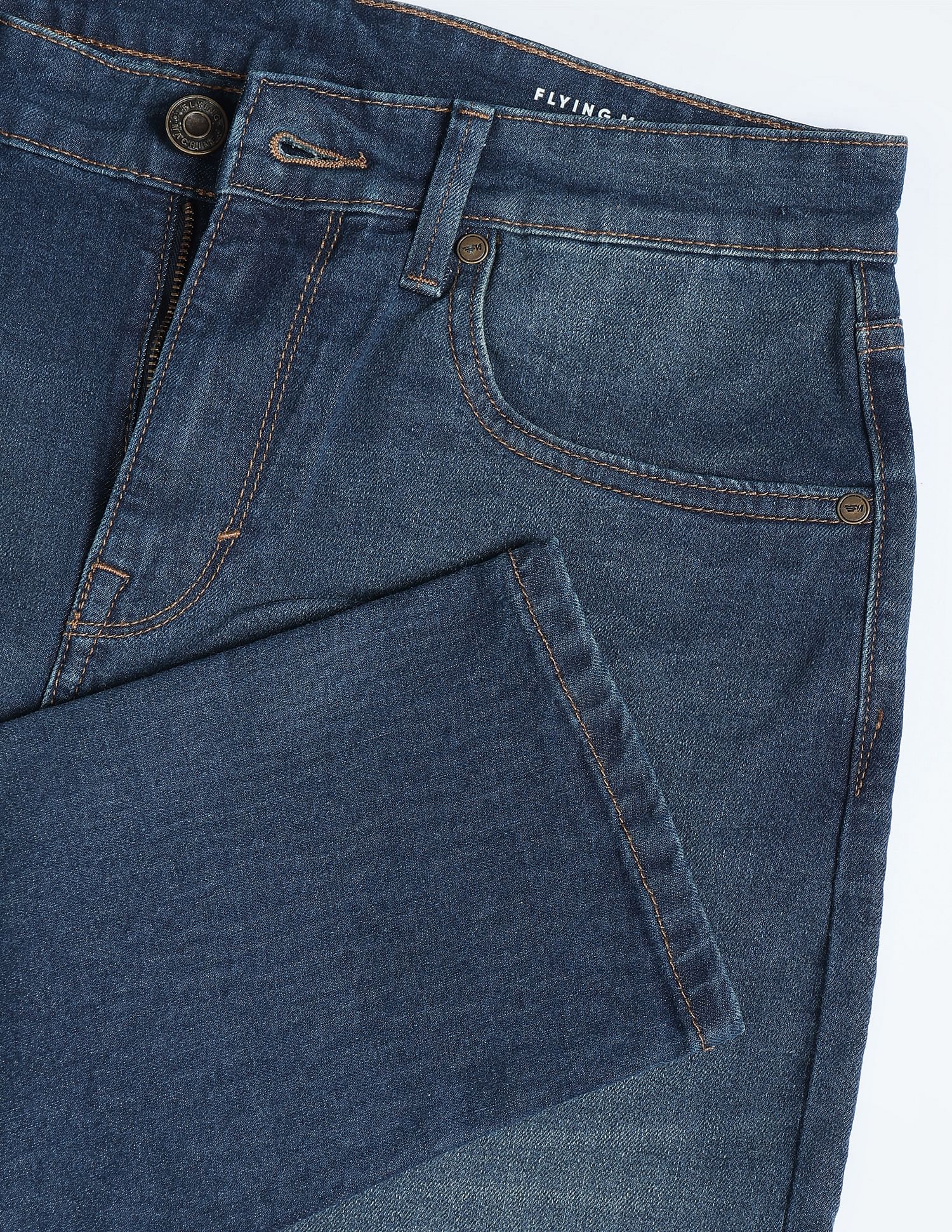 Flying Machine Stone Wash Slash Slim Tapered Fit Classic Vintage Jeans