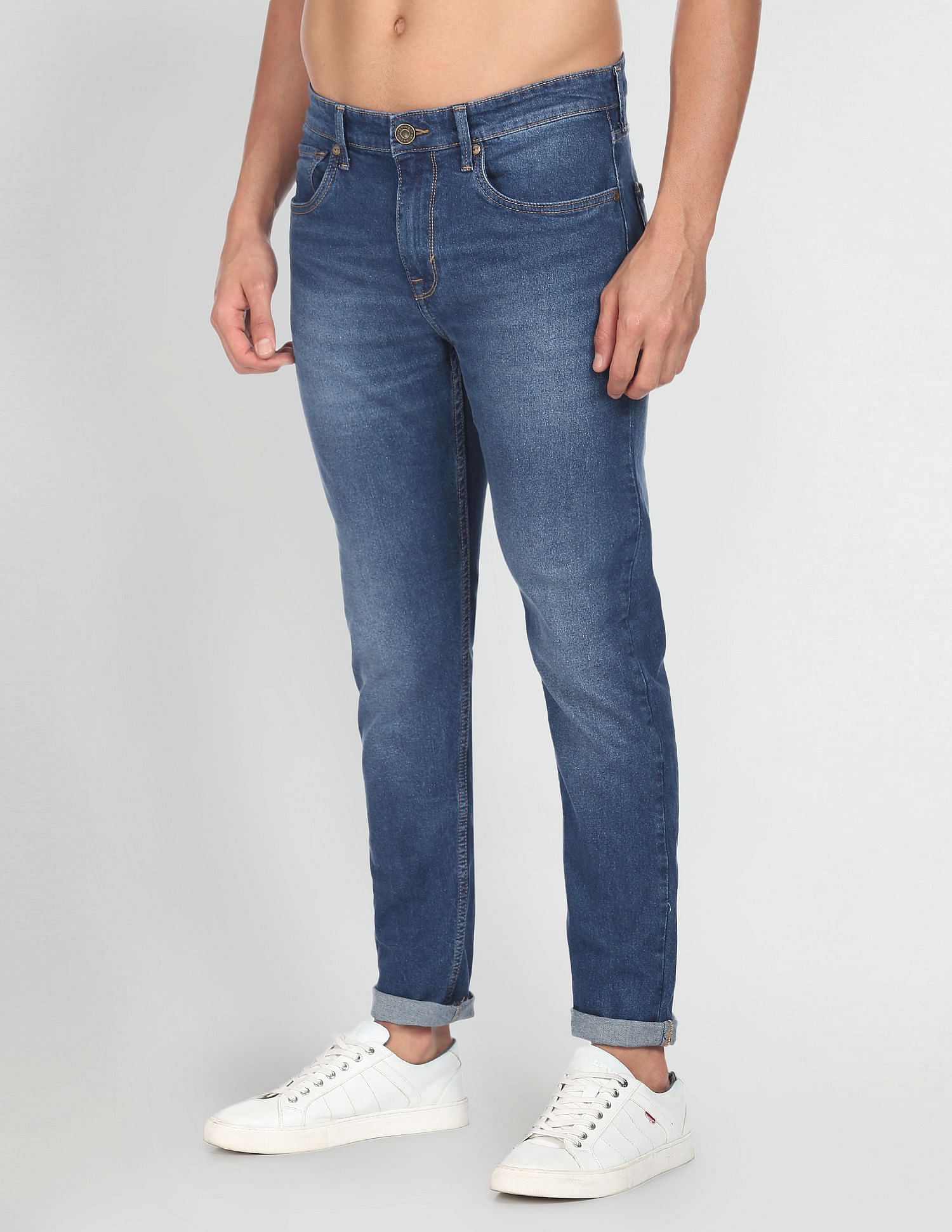 Flying Machine Mid Rise Slash Slim Tapered Fit Jeans