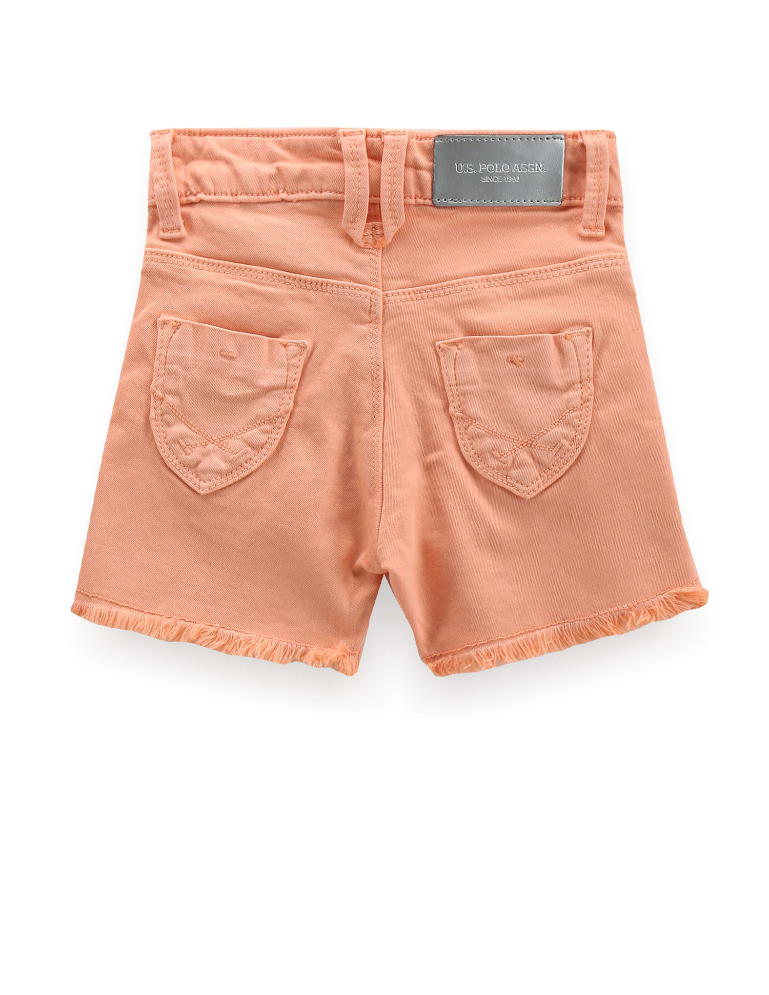 U.S. Polo Assn. Kids Girls Unfinished Hem Solid Shorts