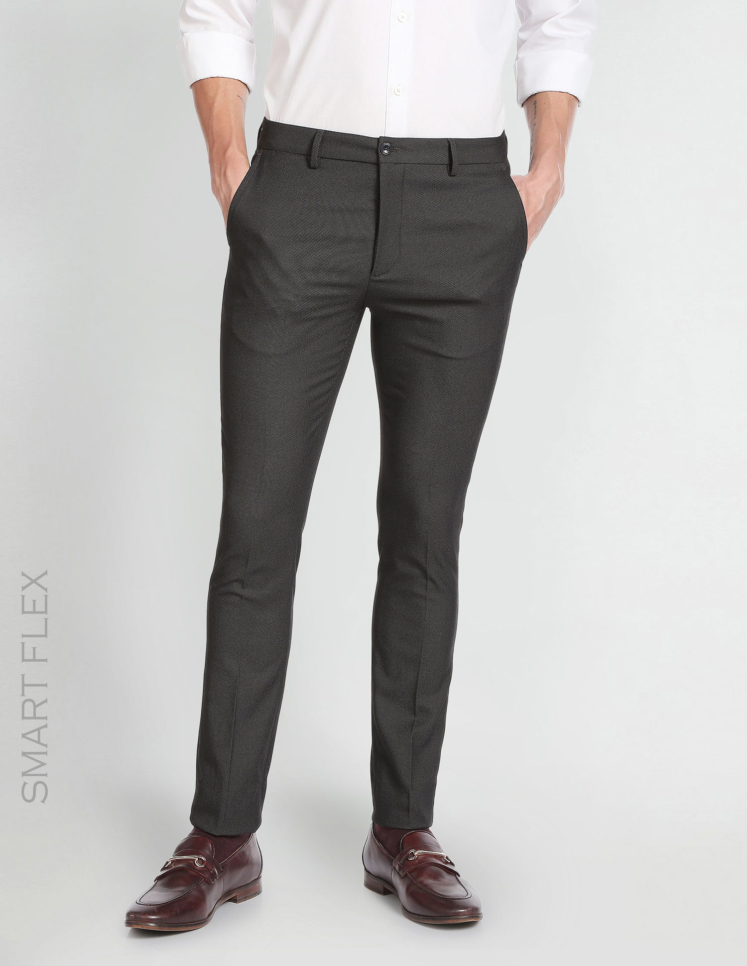 Arrow Formal Trousers : Buy Arrow Men Dark Grey Mid Rise Self Design Formal  Trousers Online | Nykaa Fashion
