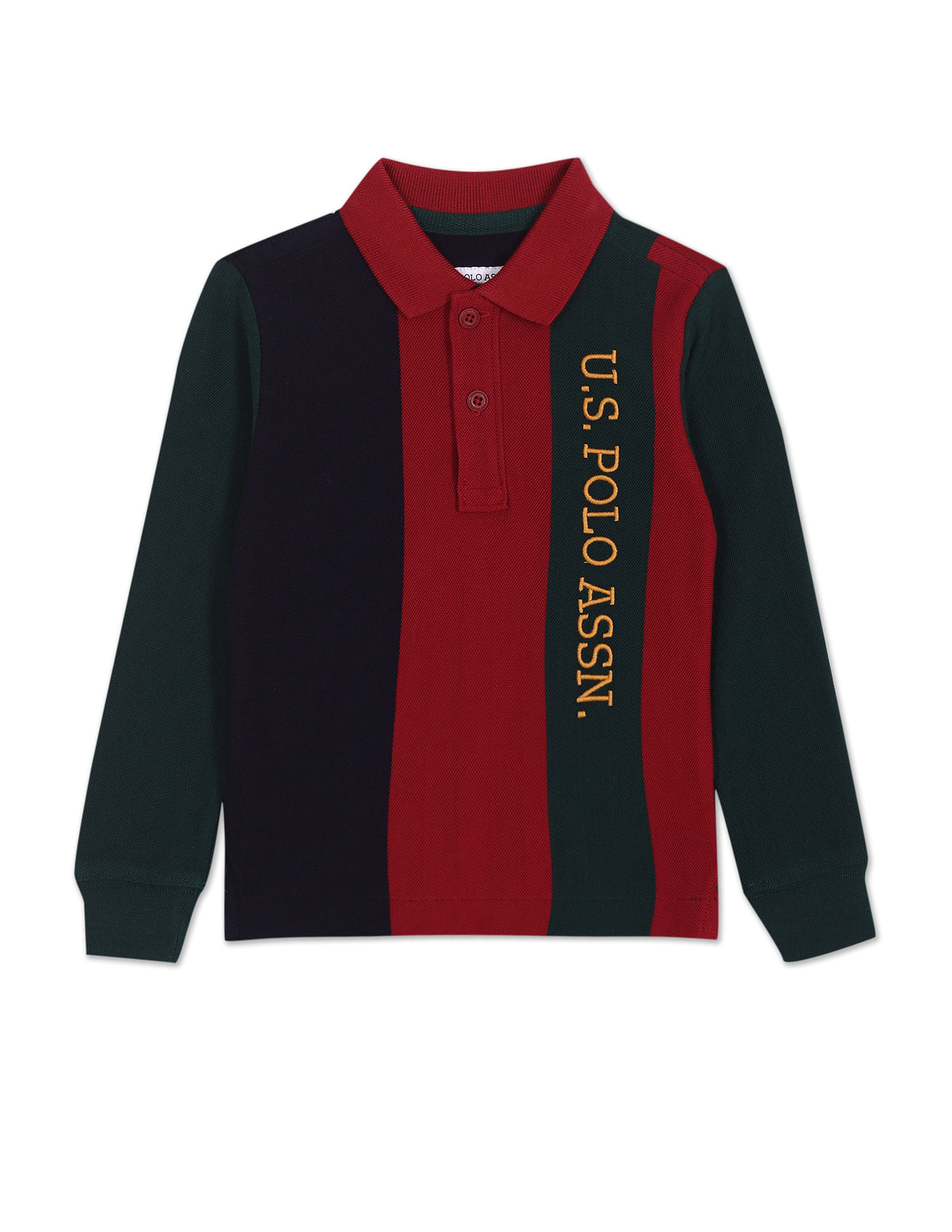 U.S. Polo Assn. Kids Boys Colour Block Cotton Pique Polo Shirt