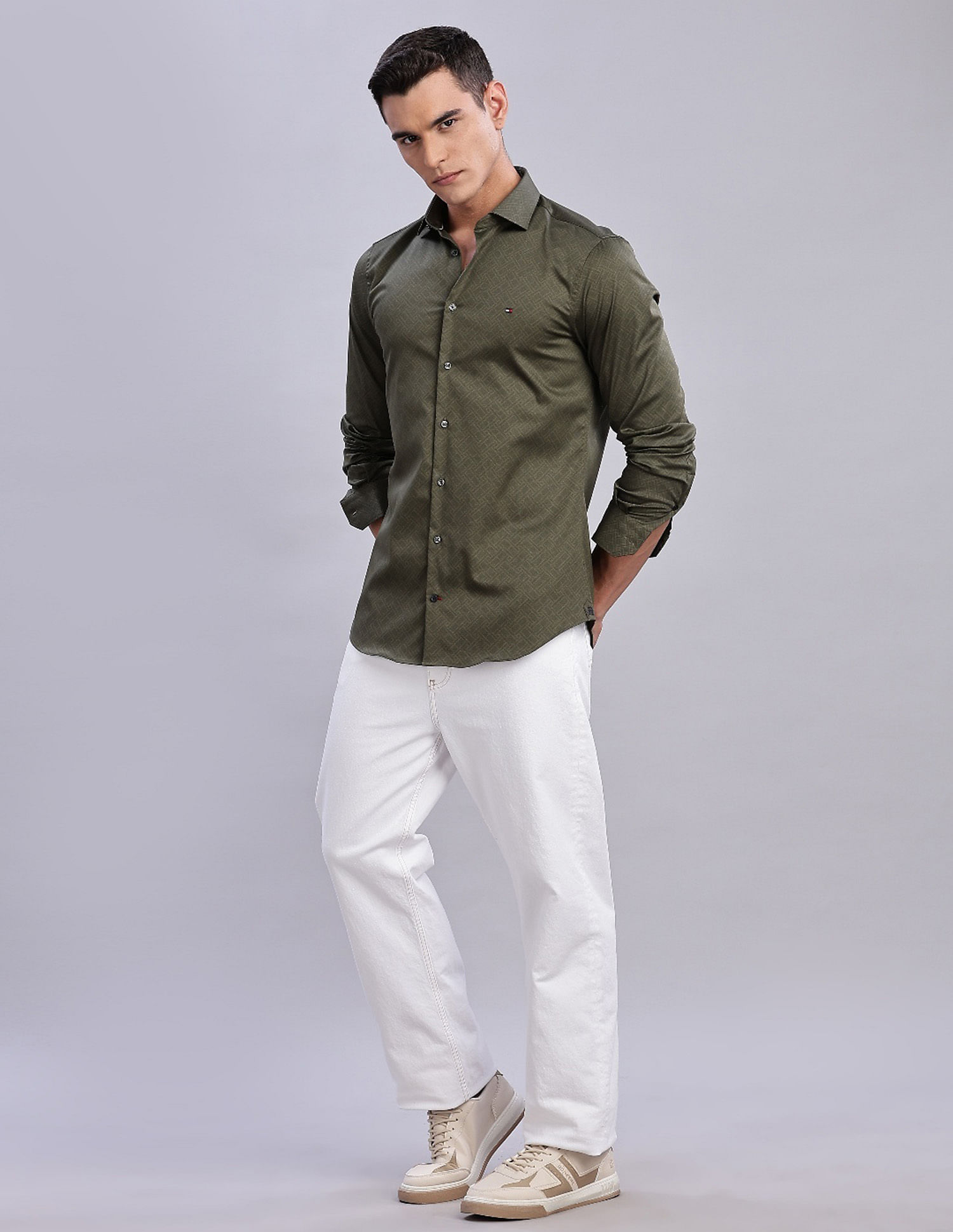 Tommy Hilfiger Printed Slim Fit Plain Woven Shirt